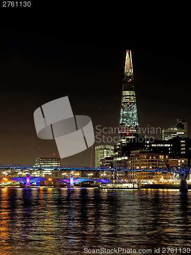 Image of The Shard seen from the river Thames, London, december 2013