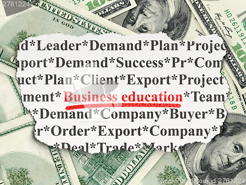 Image of Education concept: Business Education on Money