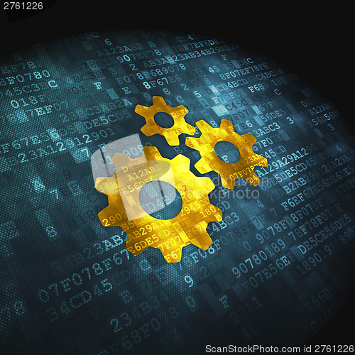 Image of Finance concept: Gears on digital background