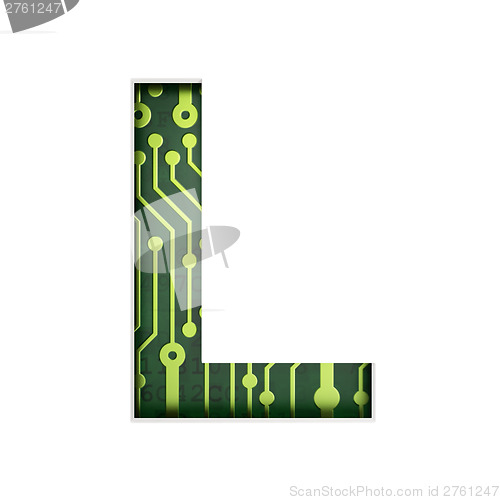 Image of Electric curcuit board letters and numbers collection: L isolate