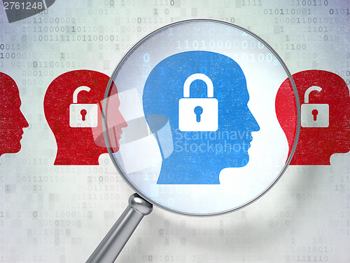 Image of Protection concept: Head Whis Padlock with optical glass