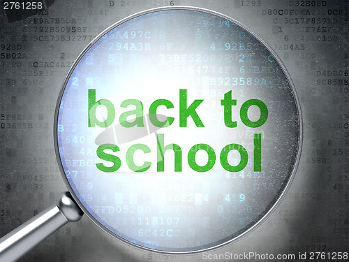 Image of Education concept: optical glass with words Back to School