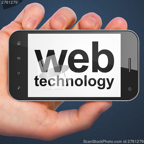 Image of SEO web development concept: smartphone with Web Technology