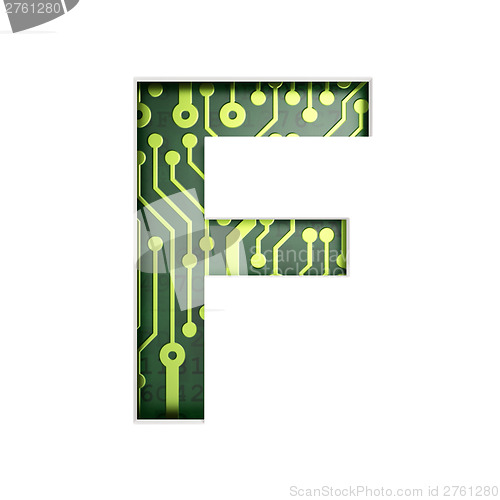 Image of Electric curcuit board letters and numbers collection: F isolate