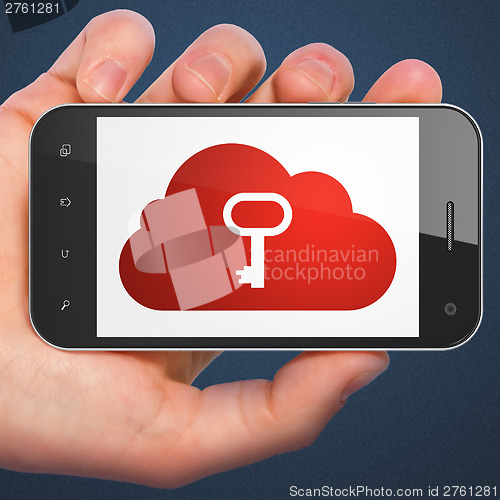 Image of Cloud computing concept: Cloud Whis Key on smartphone