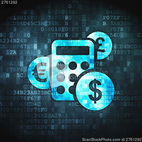 Image of Finance concept: Calculator on digital background