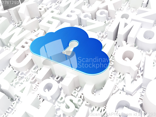Image of Cloud technology concept: Cloud Whis Keyhole on alphabet backgro