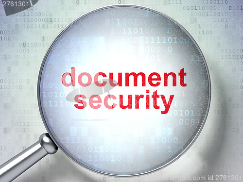 Image of Privacy concept: optical glass with words Document Security