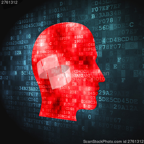 Image of Data concept: Head on digital background
