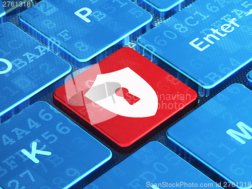 Image of Privacy concept: computer keyboard with Shield With Keyhole
