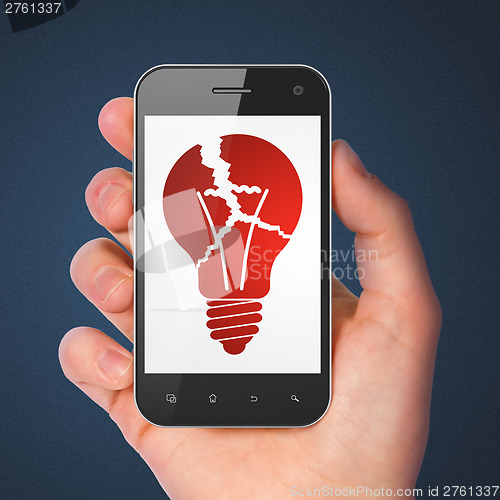 Image of Business concept: smartphone with Light Bulb.