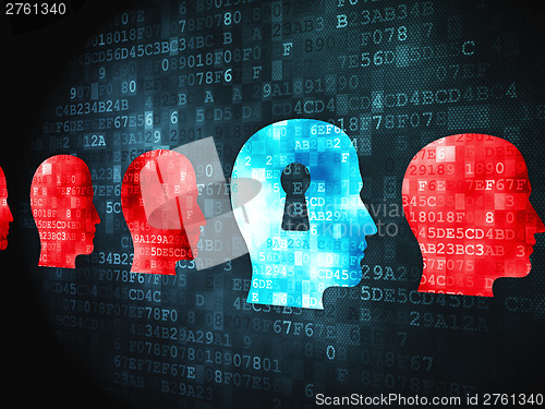 Image of Education concept: Head Whis Keyhole on digital background