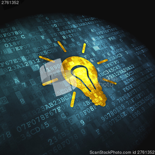 Image of Finance concept: Light Bulb on digital background