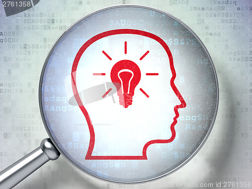 Image of Marketing concept:  Head Whis Lightbulb with optical glass