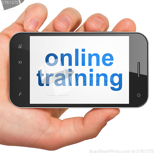 Image of Education concept: smartphone with Online Training