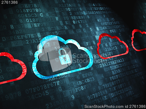 Image of Cloud technology concept: Cloud Whis Padlock on digital backgrou