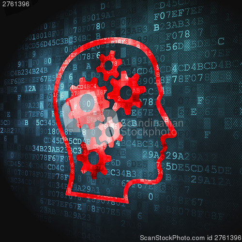 Image of Business concept: Head With Gears on digital background