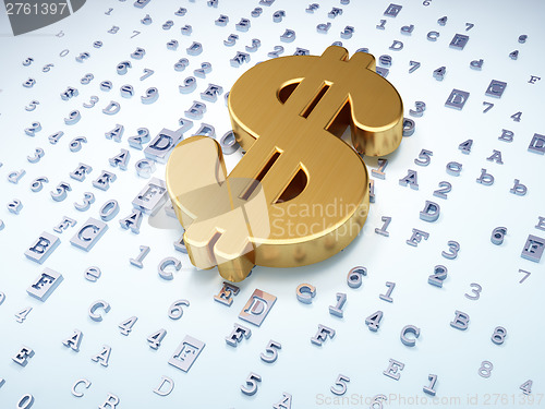 Image of Currency concept: Golden Dollar on digital background