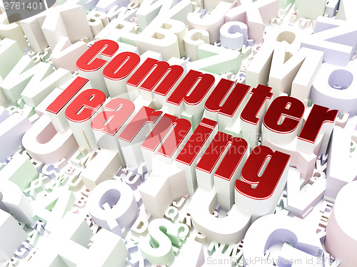 Image of Education concept: Computer Learning on alphabet background