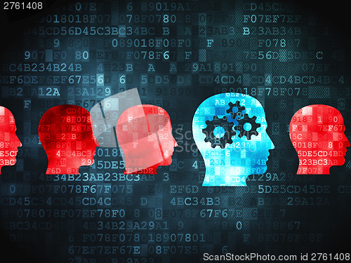 Image of Education concept: Head Whis Gears on digital background
