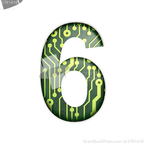 Image of Electric curcuit board letters and numbers collection: 6 isolate