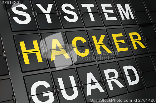 Image of Privacy concept: Hacker on airport board