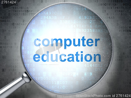 Image of Education concept: optical glass with words Computer Education
