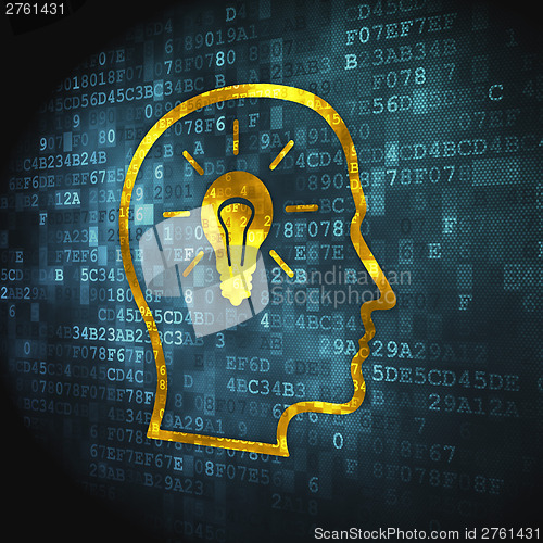 Image of Finance concept: Head Whis Lightbulb on digital background