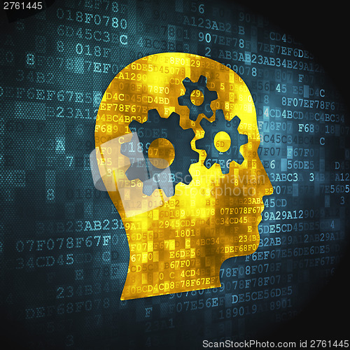 Image of Marketing concept: Head With Gears on digital background