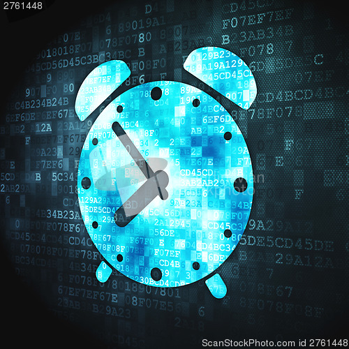 Image of Timeline concept: Alarm Clock on digital background