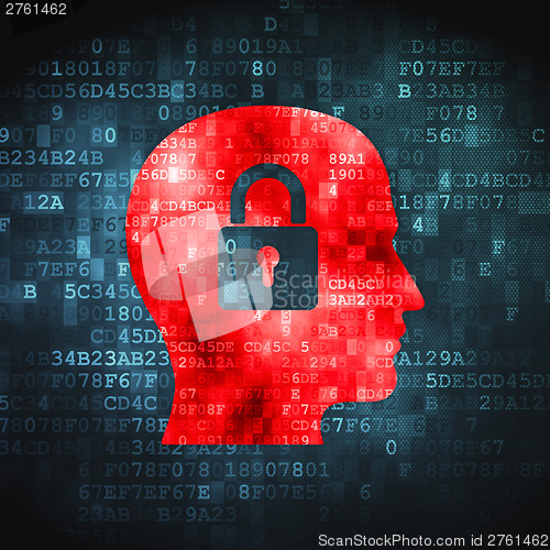 Image of Finance concept: Head Whis Padlock on digital background