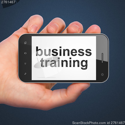 Image of Education concept: Business Training on smartphone