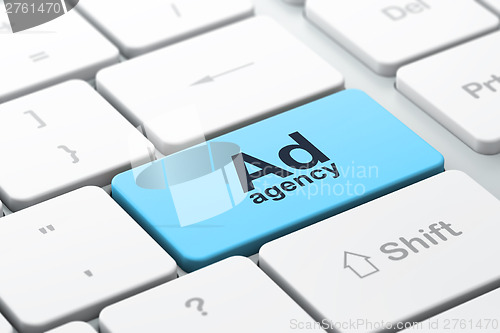 Image of Advertising concept: computer keyboard with Ad Agency