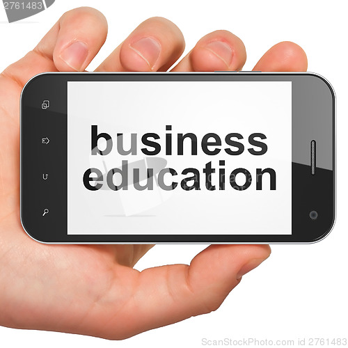 Image of Education concept: smartphone Business Education