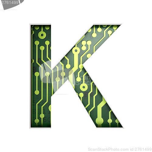 Image of Electric curcuit board letters and numbers collection: K isolate
