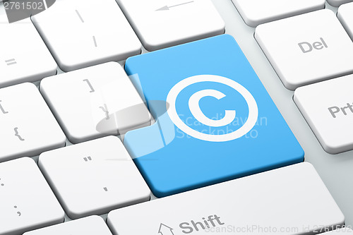 Image of Law concept: Copyright on computer keyboard