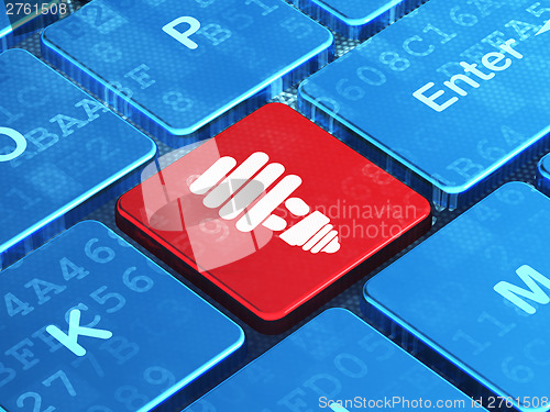 Image of Business concept: computer keyboard with Energy Saving Lamp