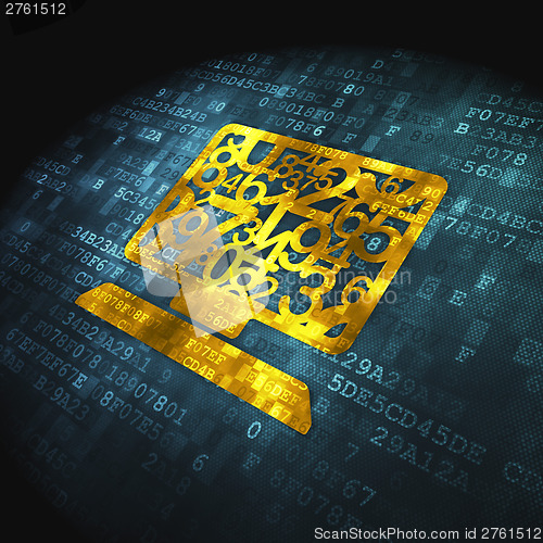 Image of Education concept: Computer Pc on digital background