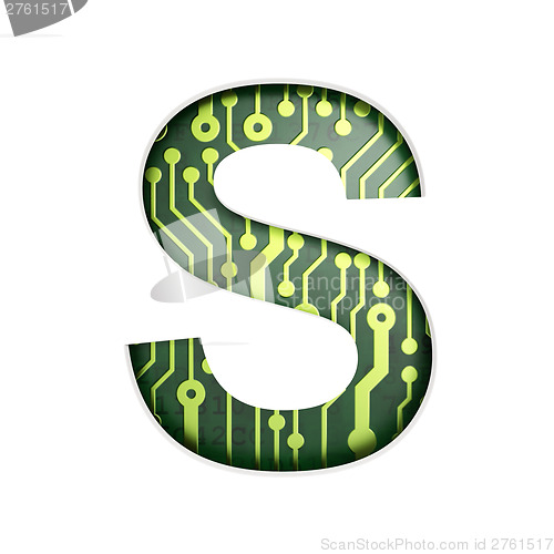 Image of Electric curcuit board letters and numbers collection: S isolate