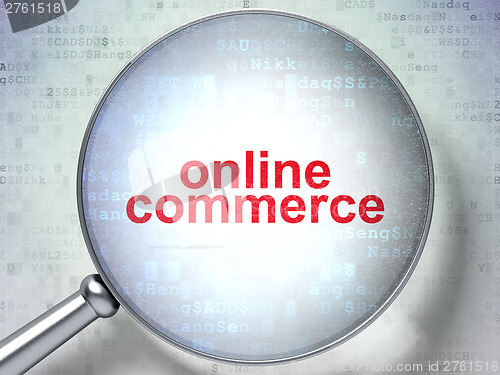 Image of Finance concept: Online Commerce with optical glass