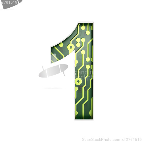 Image of Electric curcuit board letters and numbers collection: 1 isolate