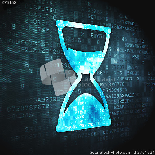 Image of Time concept: Hourglass on digital background