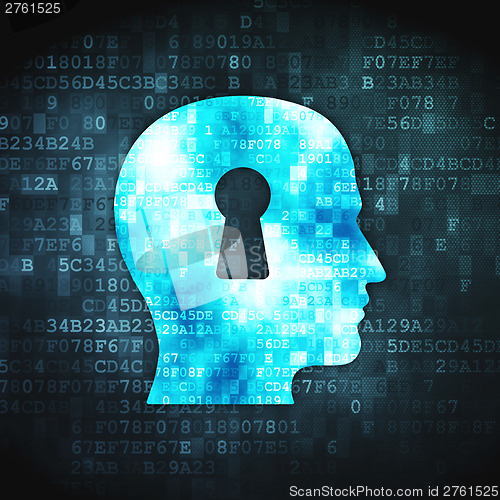 Image of Information concept: Head Whis Keyhole on digital background