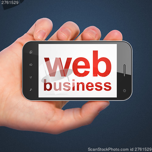 Image of SEO web development concept: smartphone with Web Business