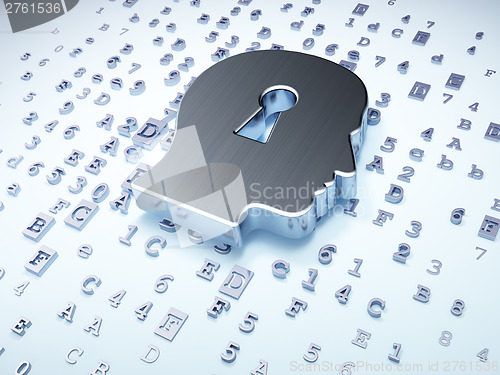 Image of Information concept: Silver Head Whis Keyhole on digital backgro