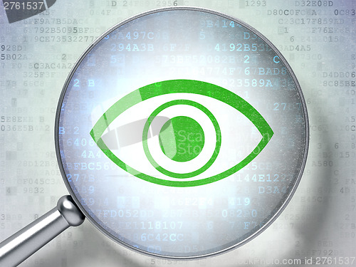 Image of Privacy concept: optical glass with Eye icon