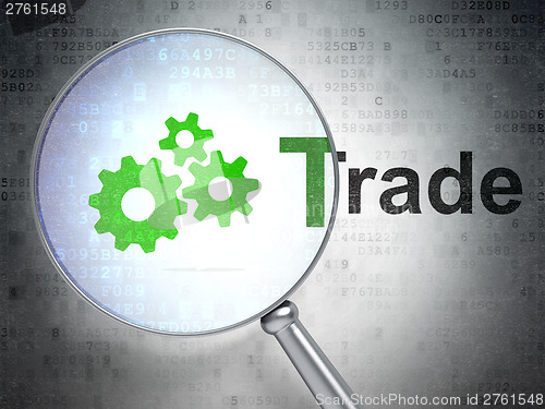 Image of Business concept: Gears and Trade with optical glass
