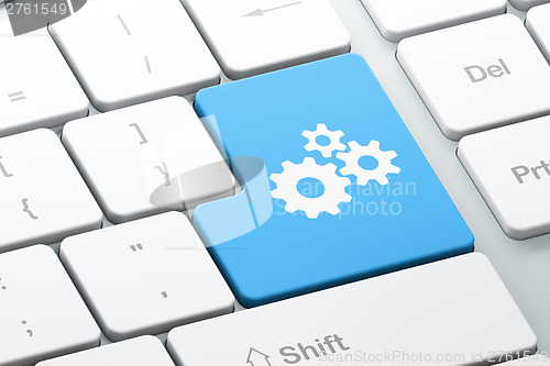 Image of Web design concept: computer keyboard with Gears