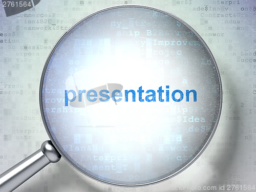 Image of Advertising concept: Presentation with optical glass