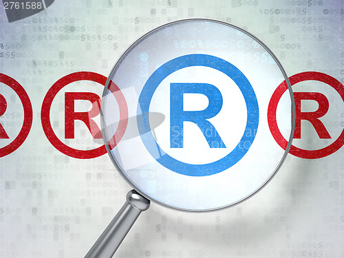 Image of Law concept: Registered with optical glass
